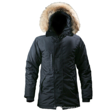 Mens Warm Black Parka Jacket for Winter